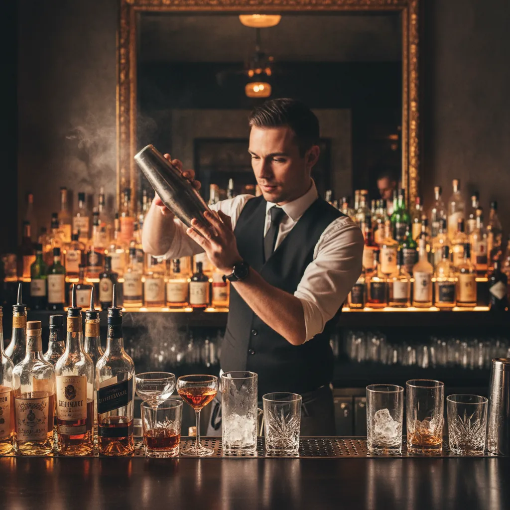 Barman mixt een cocktail
